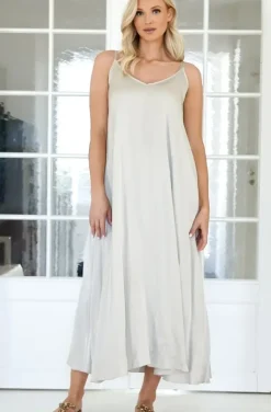 Mixed Brands - Long V-neck Dress - Sand