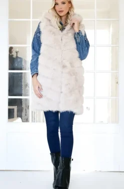 Mixed Brands - Longer Vest Fake Fur F40814 - Beige