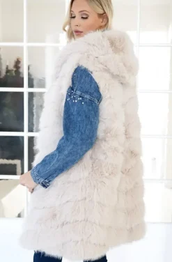 Mixed Brands - Longer Vest Fake Fur F40814 - Beige
