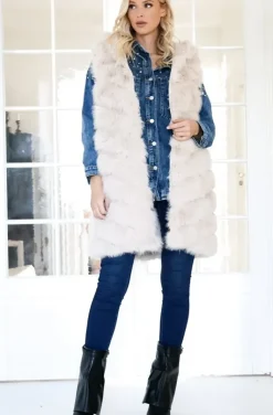 Mixed Brands - Longer Vest Fake Fur F40814 - Beige