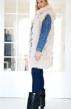 Mixed Brands - Longer Vest Fake Fur F40814 - Beige