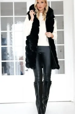 Mixed Brands - Longer Vest Fake Fur F40814 - Black
