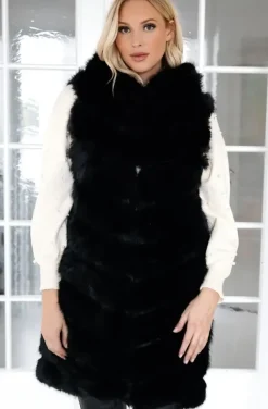 Mixed Brands - Longer Vest Fake Fur F40814 - Black