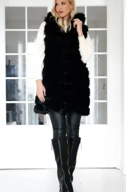 Mixed Brands - Longer Vest Fake Fur F40814 - Black
