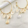 Mixed Brands - Loop earrings with shells JBO208 - Gold