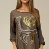 Mixed Brands - Love top 75109 - Chocolate