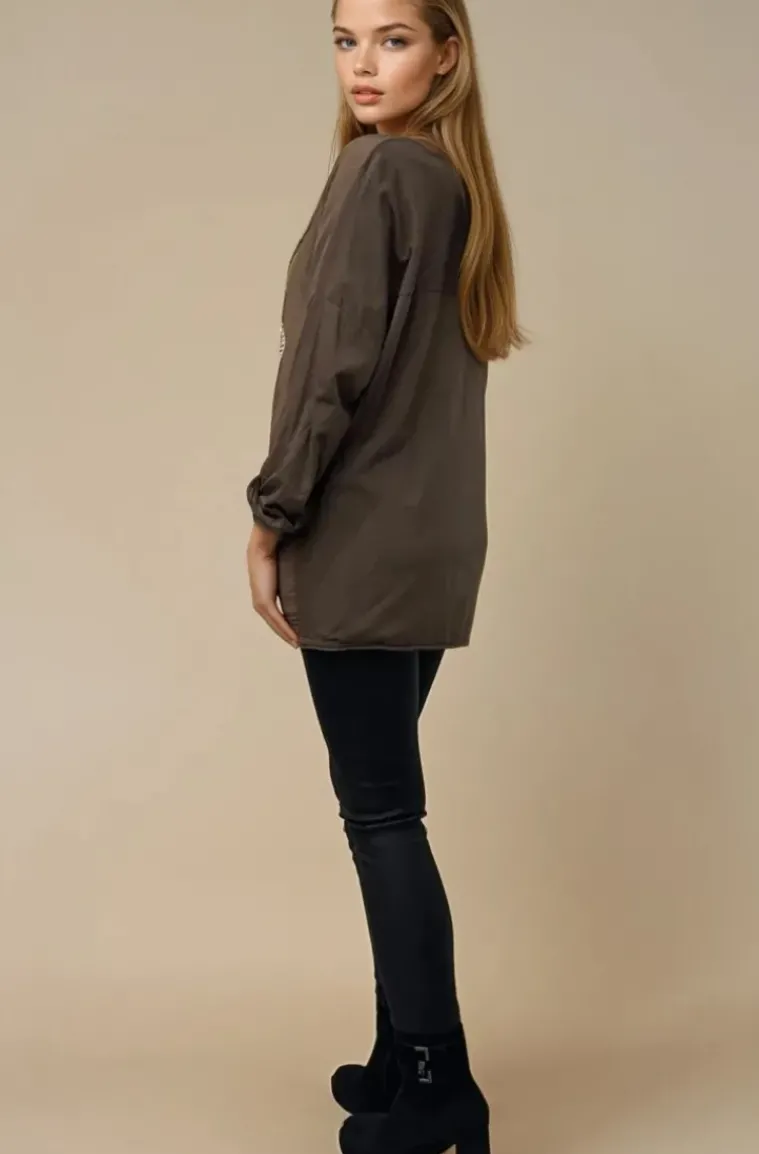 Mixed Brands - Love top 75109 - Chocolate
