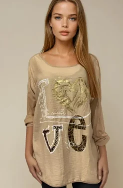 Mixed Brands - Love top 75109 - Camel