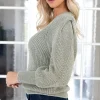 Mixed Brands - Lurex Balloon sleeve sweater - Green Bottle