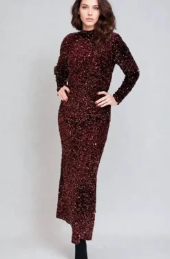 Mixed Brands - Maxi dress Sequins 23319 - Bordeaux