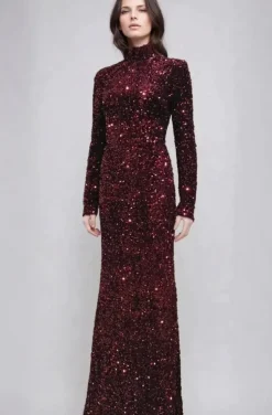 Mixed Brands - Maxi dress Sequins 23319 - Bordeaux