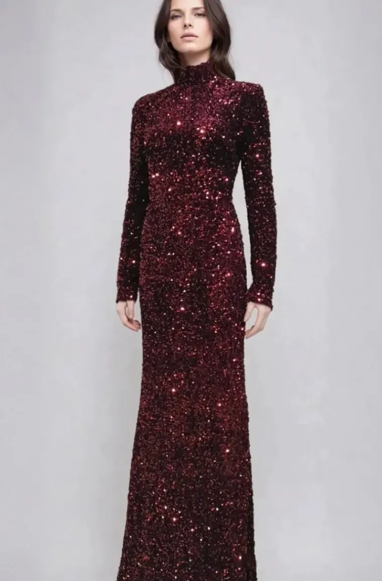 Mixed Brands - Maxi dress Sequins 23319 - Bordeaux