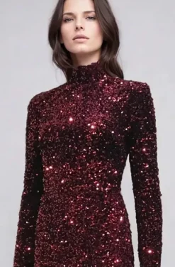 Mixed Brands - Maxi dress Sequins 23319 - Bordeaux