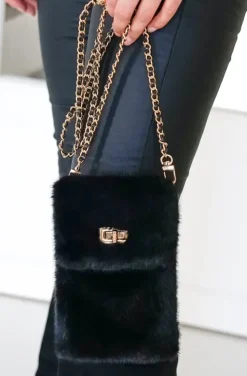 Mixed Brands - Mobile Bag Faux Fur 0808 - Black