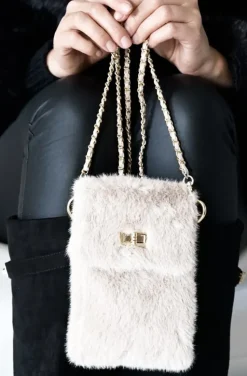 Mixed Brands - Mobile Bag Faux Fur 0808 - Beige