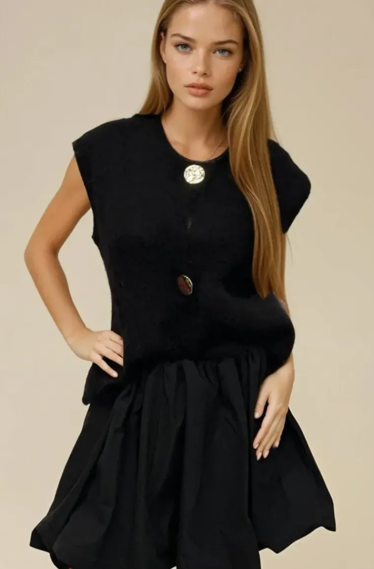 Mixed Brands - Mohair Sweater three buttons 28012 - Black