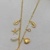 Mixed Brands - Necklace with Shells and Pearls DDCO083 - Gold