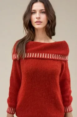 Mixed Brands - Offshoulder sweater 3004 - Red
