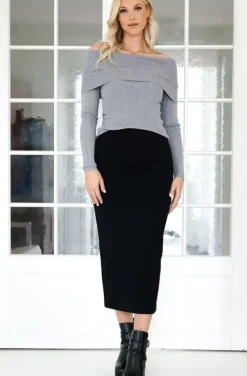 Mixed Brands - Offshoulder knitted top 9018 - Grigio