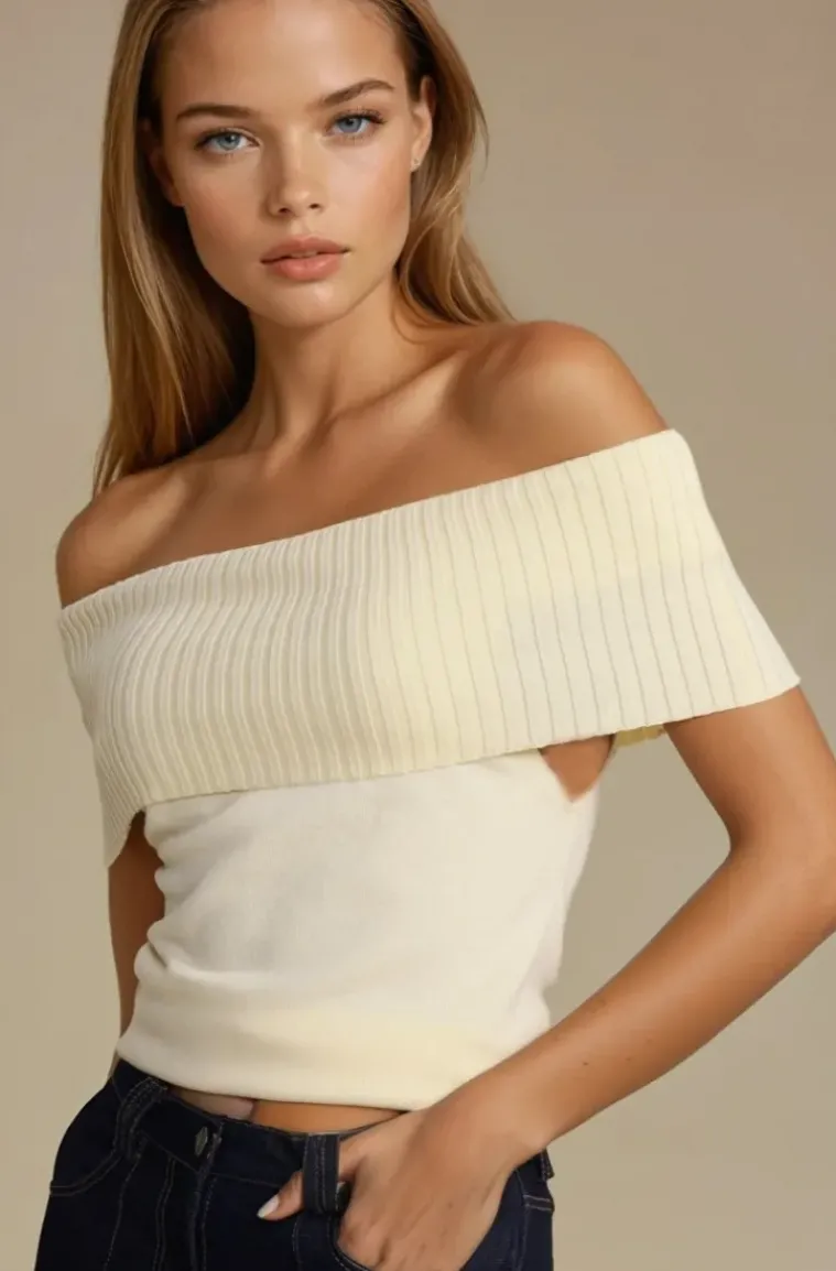 Mixed Brands - Offshoulder top 5035 - Light Yellow