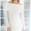 Mixed Brands - Offshoulder knitted dress 9014 - Beige