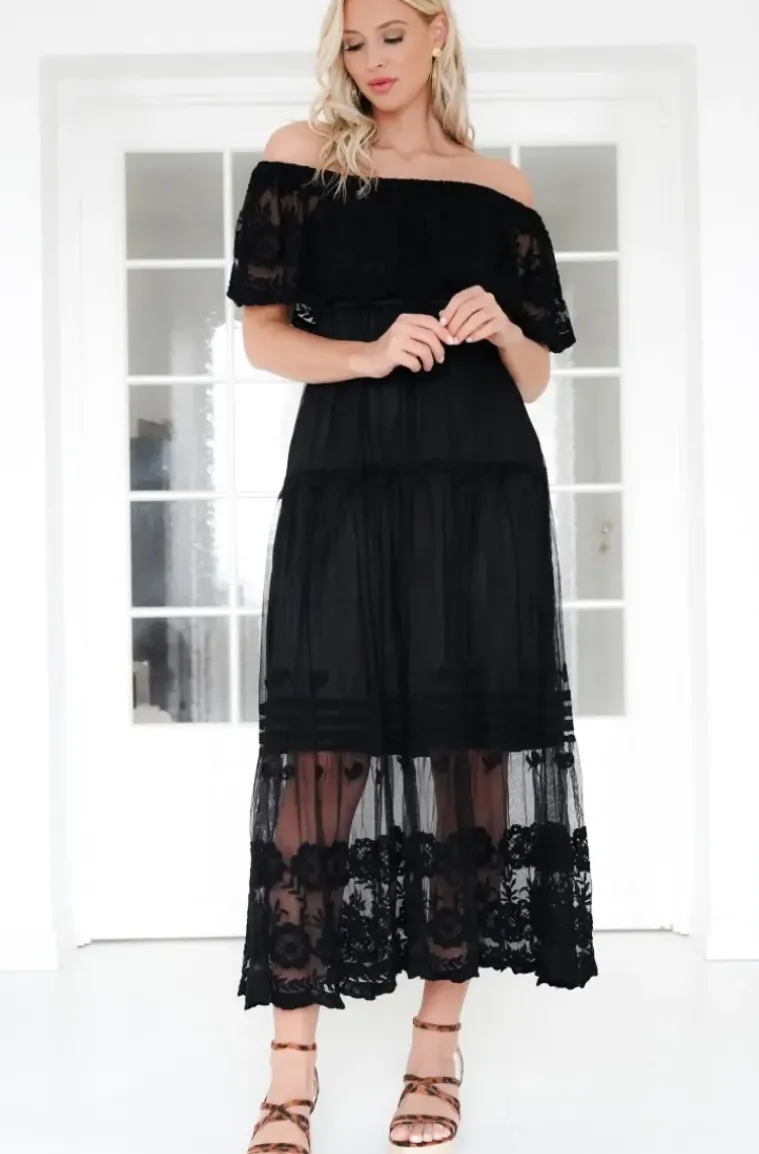 Mixed Brands - Offshoulder Maxi Dress L172 - Black