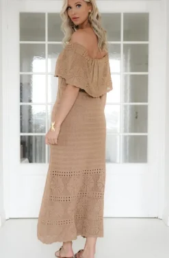 Mixed Brands - Openwork Strapless Dress SBE12824 - Beige