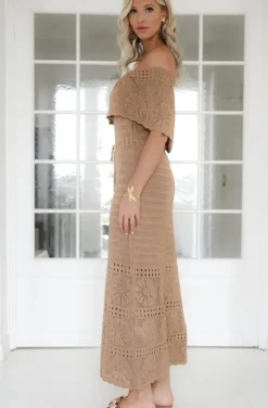 Mixed Brands - Openwork Strapless Dress SBE12824 - Beige