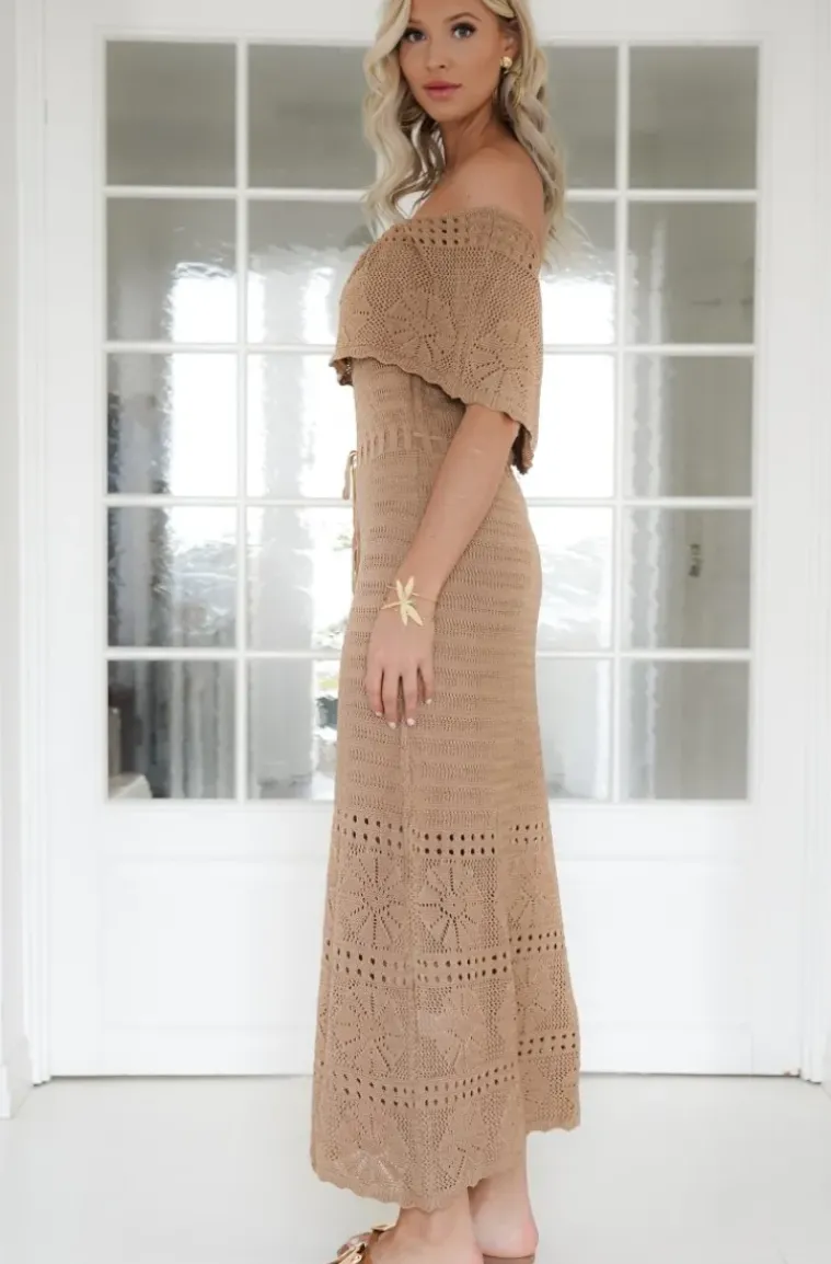 Mixed Brands - Openwork Strapless Dress SBE12824 - Beige