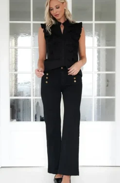 Mixed Brands - Pant cotton with buttons 8053 - Black