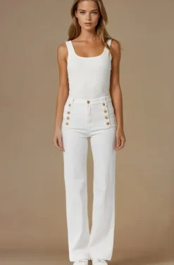 Mixed Brands - Pant cotton with buttons 8053 - Panna