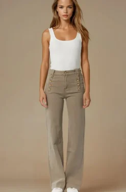 Mixed Brands - Pant cotton with buttons 8053 - Beige