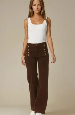 Mixed Brands - Pant cotton with buttons 8053 - Choco
