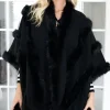 Mixed Brands - Poncho with fake fur details F40795 - Black