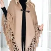 Mixed Brands - Poncho with fringes - Camel