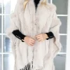 Mixed Brands - Poncho with fake fur details F40795 - Beige