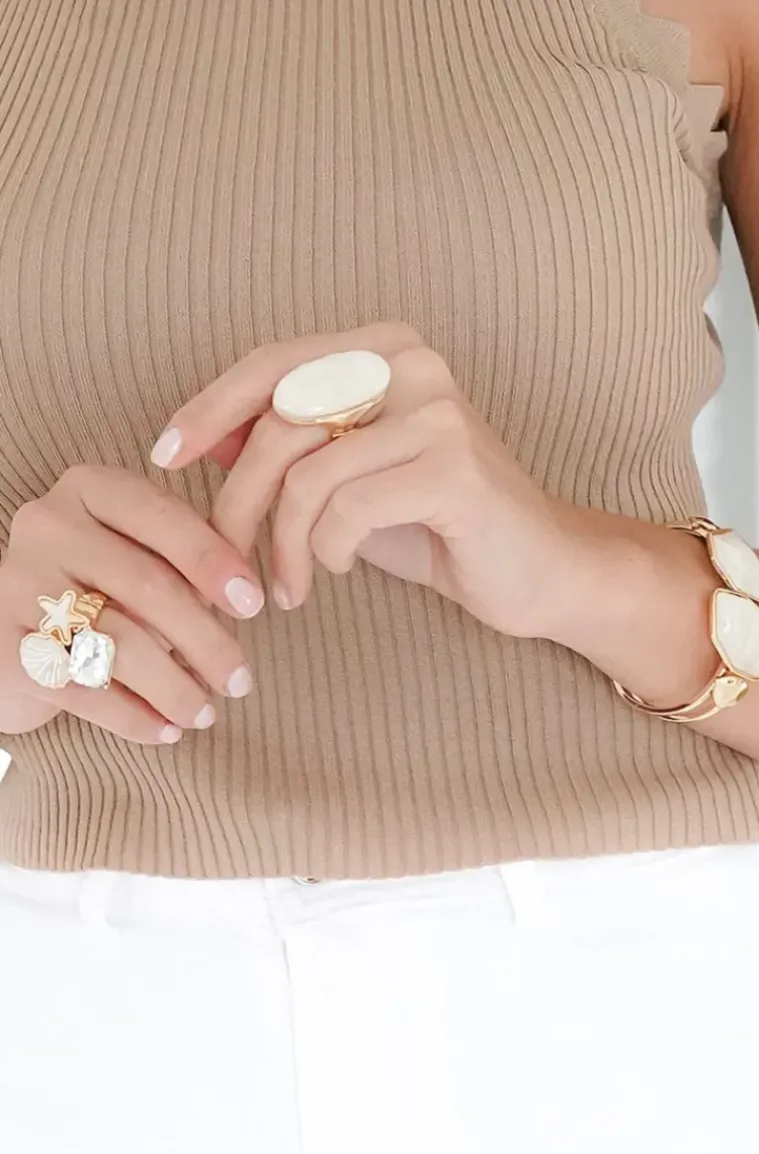 Mixed Brands - Ring Seashell Star 512 - White