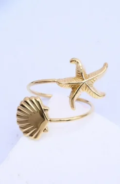 Mixed Brands - Ring Seastar Shell 234 - gold