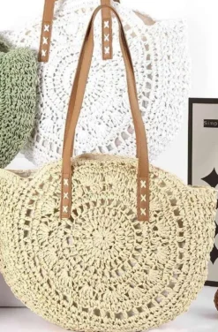 Mixed Brands - Round Crochet Bag 1349 - Natural