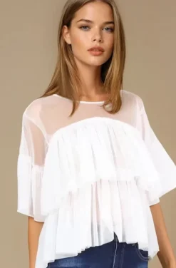 Mixed Brands - Ruffle Top 8186-3350 - White