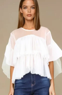 Mixed Brands - Ruffle Top 8186-3350 - White