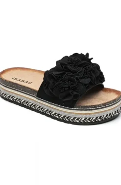 Mixed Brands - Sandal with flowers 7078 - Black