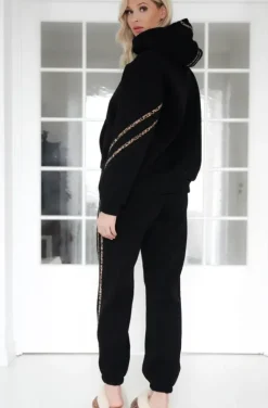 Mixed Brands - Set hoodie and sweatpants with leostripe 50210 - Black