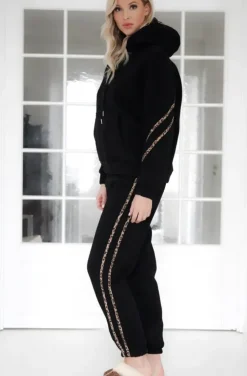 Mixed Brands - Set hoodie and sweatpants with leostripe 50210 - Black