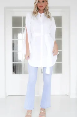 Mixed Brands - Shirt with belt and buttoned sleeves 10358 - White