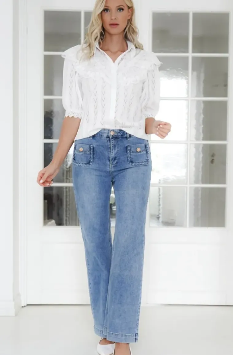 Mixed Brands - Short sleeve blouse with lace 9631-3310 - White