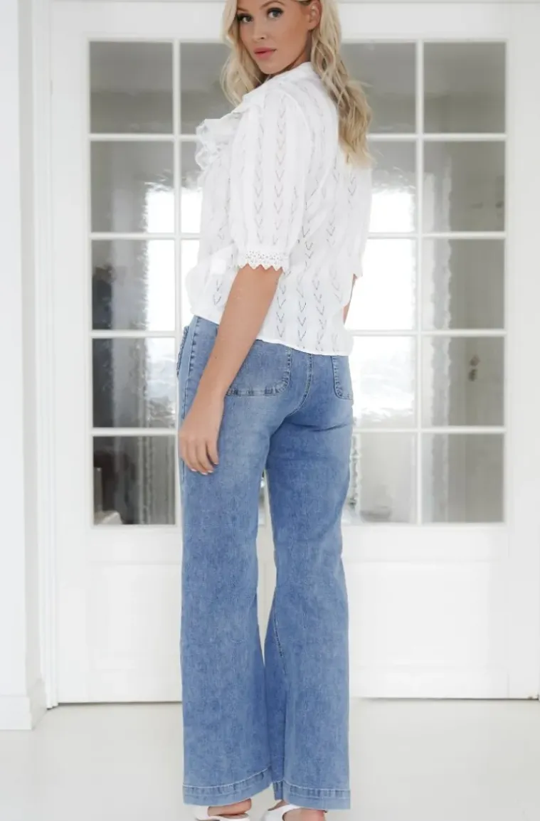 Mixed Brands - Short sleeve blouse with lace 9631-3310 - White