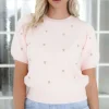 Mixed Brands - Short sleeve sweater with hearts 3028 - Pink