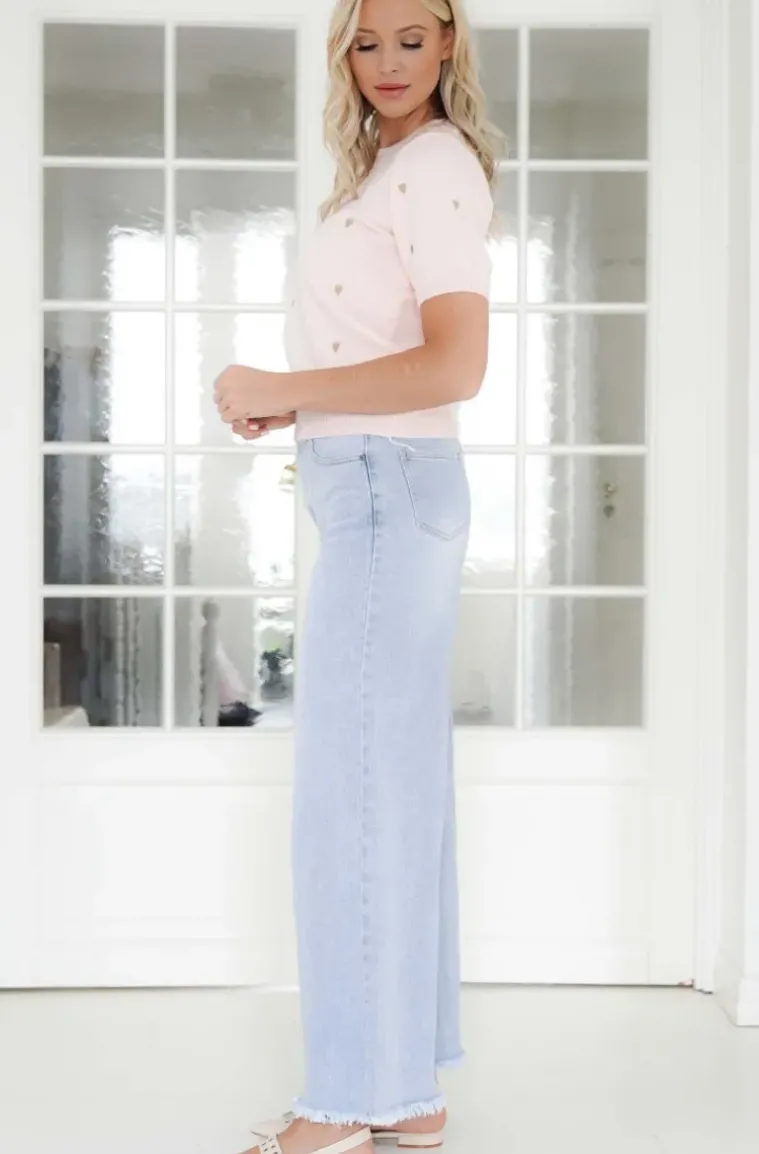 Mixed Brands - Short sleeve sweater with hearts 3028 - Pink