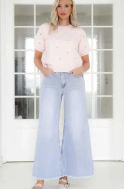 Mixed Brands - Short sleeve sweater with hearts 3028 - Pink